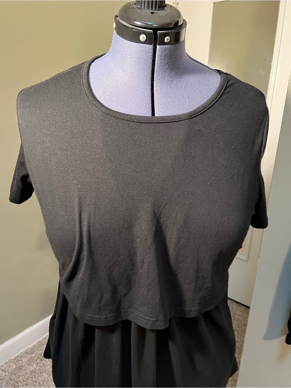 Ekouaer Women’s Sz Large Pajama Set Black Short Sleeve Crewneck Top Pull On Pant - Picture 3 of 9